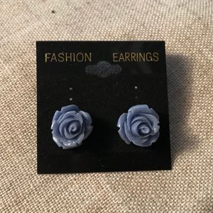 Rose Resin Earrings in Periwinkle
